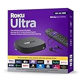 Roku Ultra | Ultimate Streaming Device 4K/HDR/Dolby Vision/Atmos, Roku Voice Remote Pro recarregável, porta Ethernet, controle portátil, localizar controle remoto perdido, assistir TV grátis e ao vivo