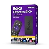 Roku Express 4K+ | Dispositivo de streaming Roku 4K/HDR, controle remoto de voz Roku, TV gratuita e ao vivo