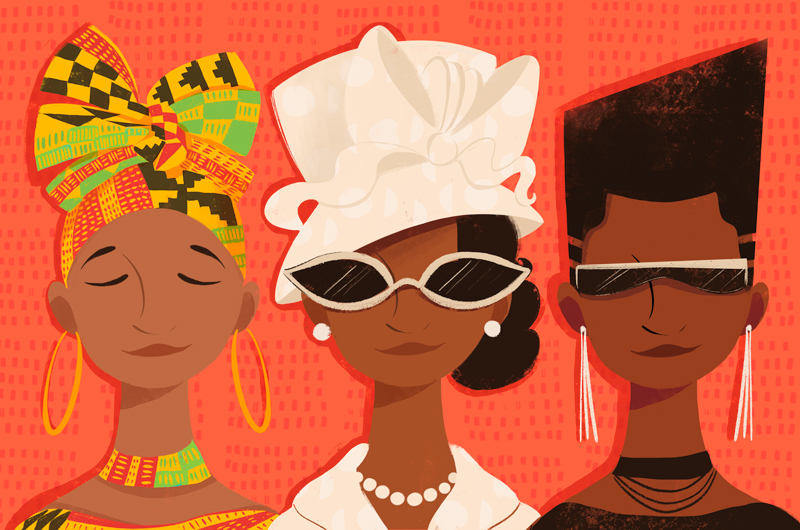 Várias mulheres afr o-americanas comemoram meses de história negra