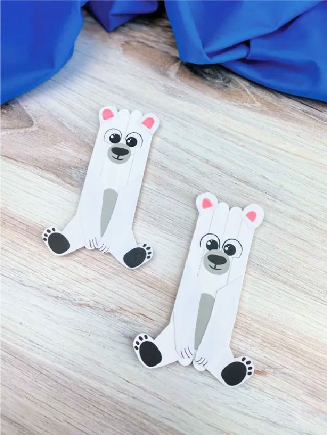 Urso polar com palito de picolé DIY fofo