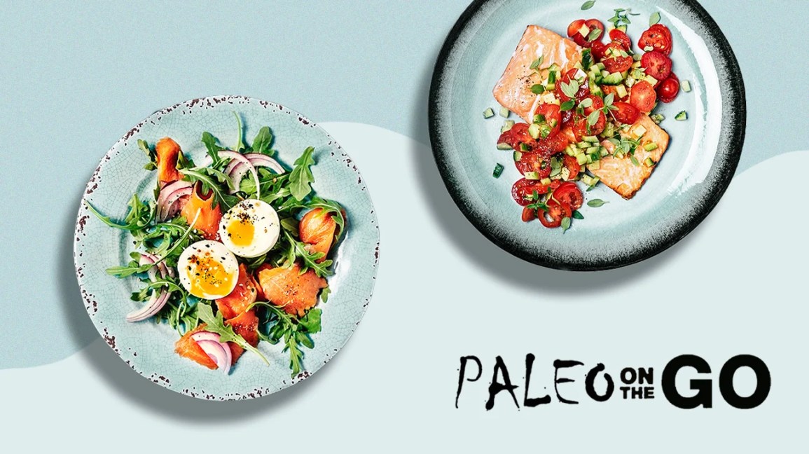 Paleo < pan> paleo em movimento com um logotipo e uma placa é a melhor escolha para métodos alimentares mais rigorosos, como paleo, AIP e Whole30.