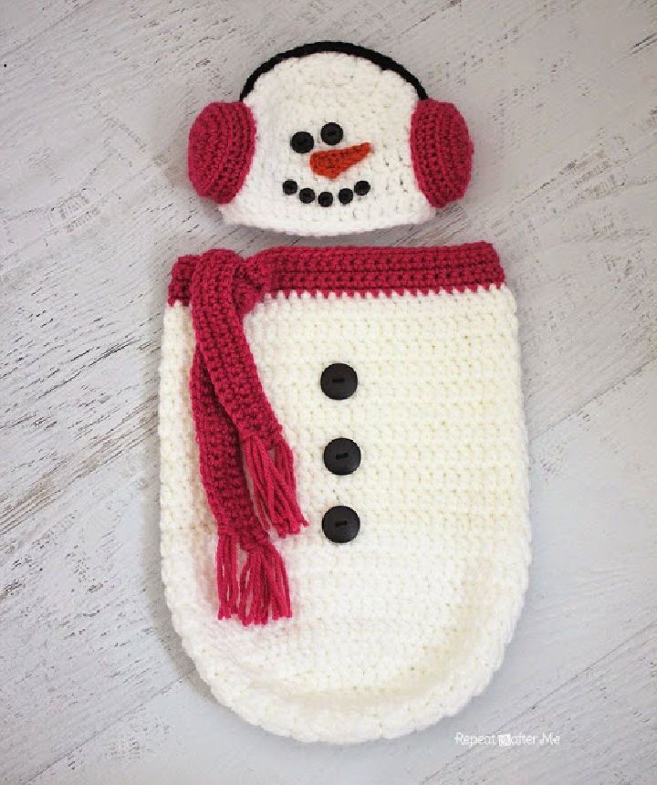 Casulo de boneco de neve de crochê - padrão grátis